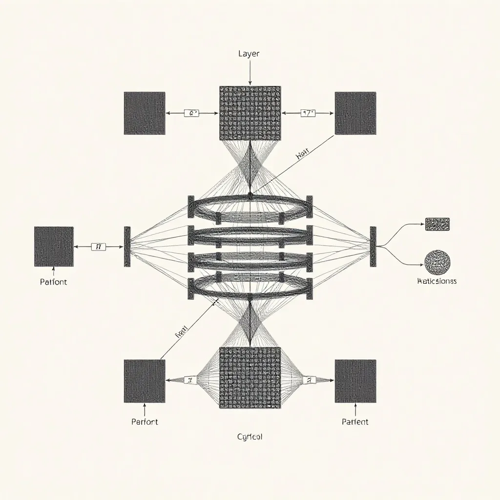 A highly detailed technical diagram of a convolutional neura